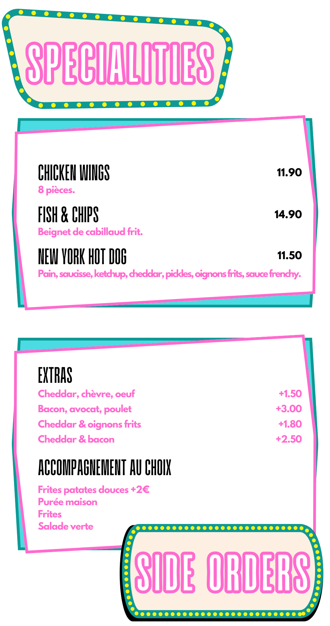 SPECIALITIES et SIDE ORDER